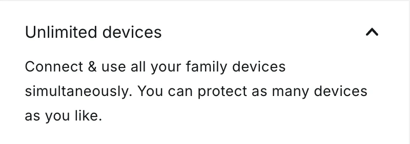 Surfshark comparison table showing unlimited devices across VPN plans