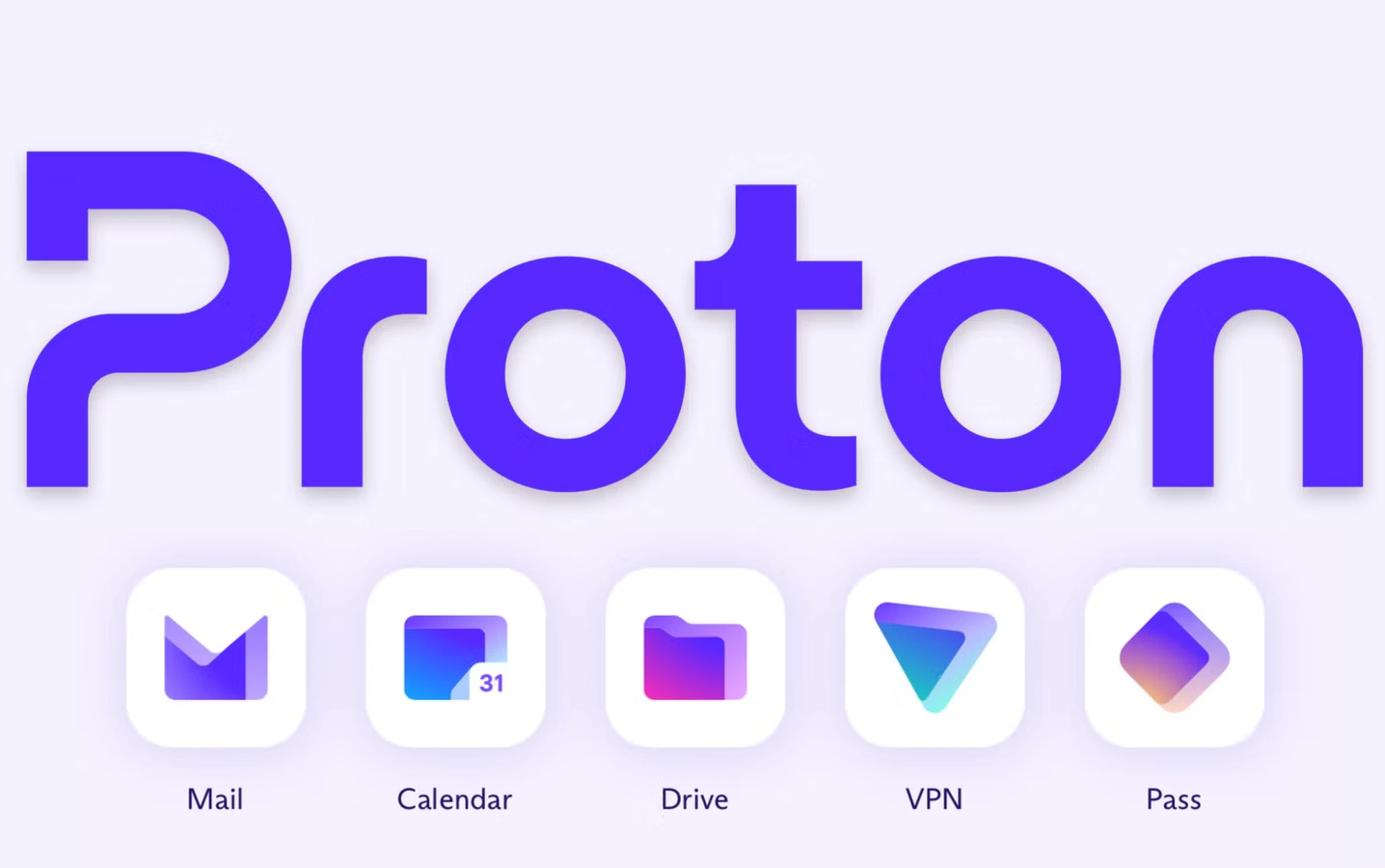 Proton ecosystem app switcher showing Mail, VPN, Drive, Pass, Calendar