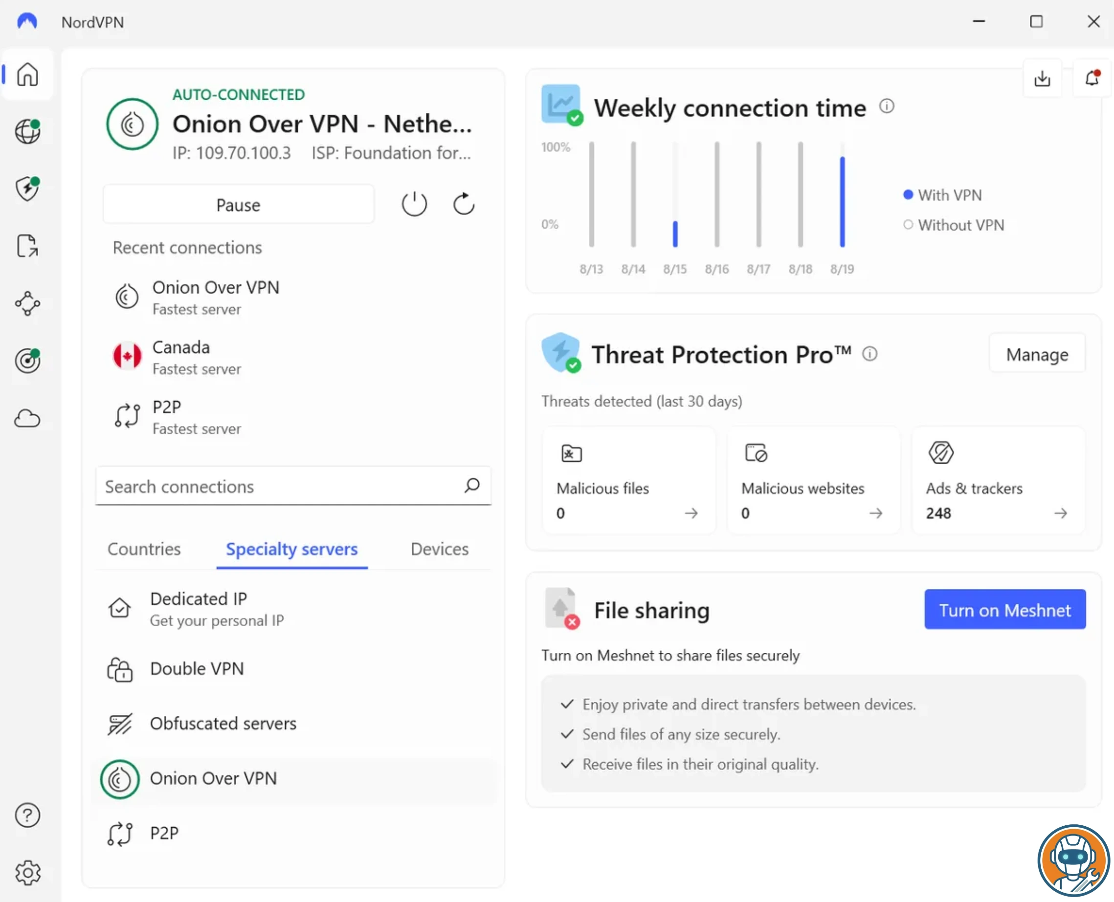 Speed test comparison between ProtonVPN and NordVPN on US East servers